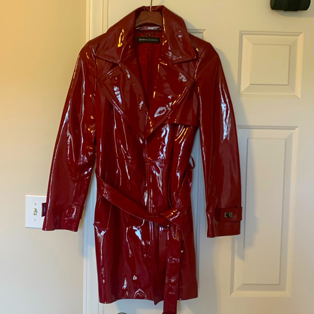Dana Buchman red leather coat